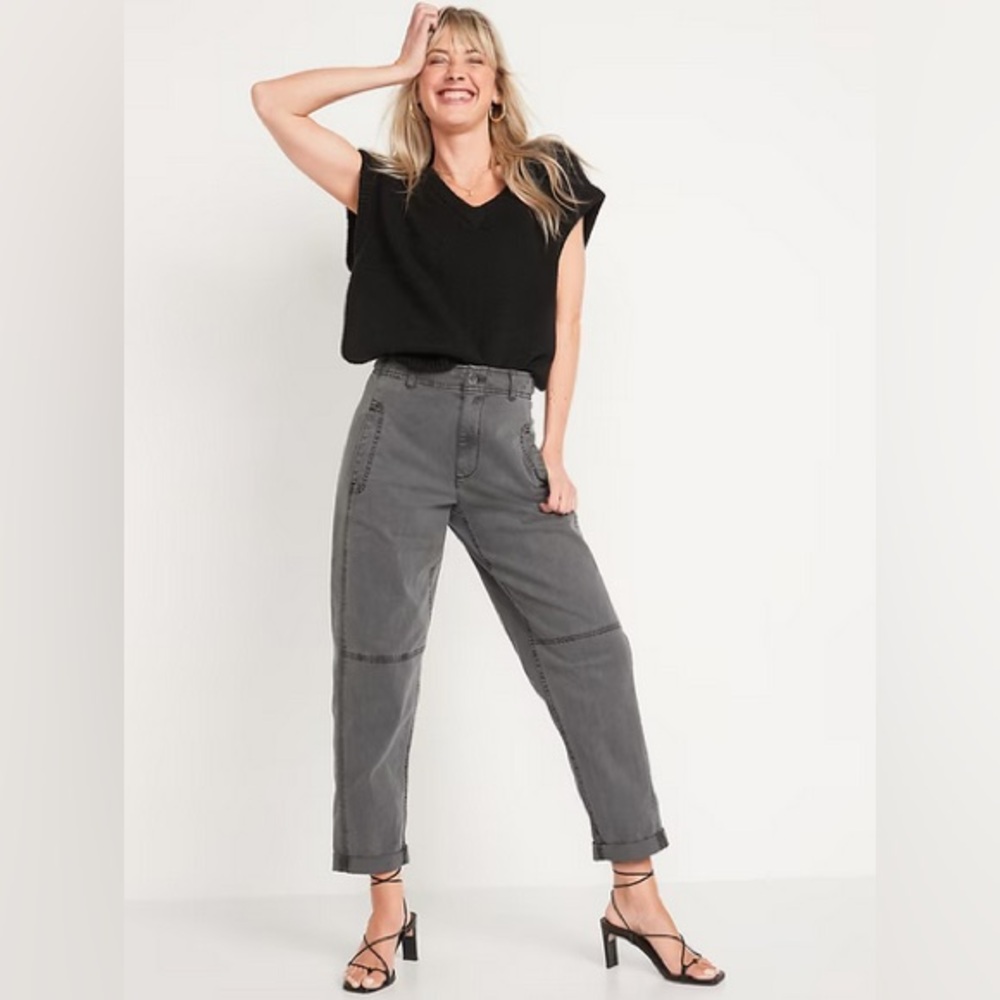 High-Waisted Slouchy Balloon Workwear Pants